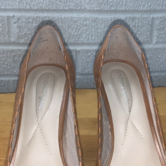 Andrew Geller “Knot” Woven Leather Platform Stacked heels Women's size 7.5M EUC - Picture 10 of 11